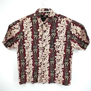 Vtg Hawaiian Colo Wear Shirt Men's M Red White Floral Tiki Summer Tropical Aloha